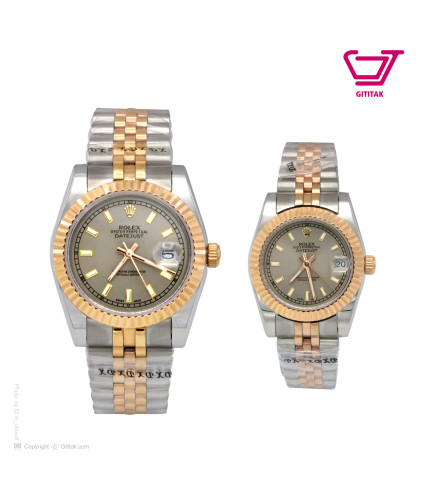 ساعت ست رولکس Datejust رزگلد نقره ای بند فلزی rod1